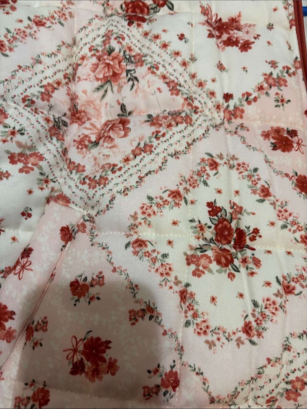 Altar'd State White & Coral Floral Quilted Puffer Jacket - Picture 10 of 10